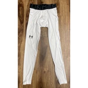 Under Armour HG Armour 3/4 Legging Mens S White Compression Pants Gym Run New